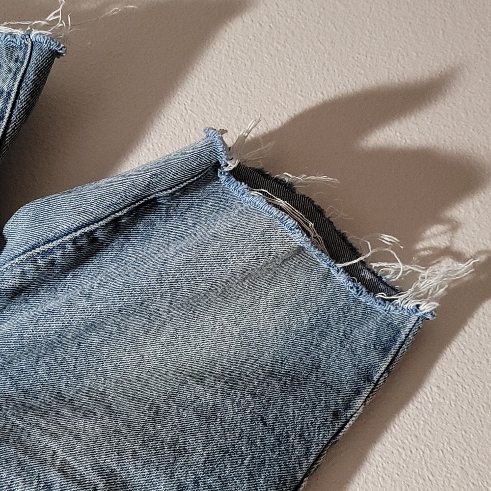 PACSUN 24 CASUAL HIGH RISE STRAIGHT LEG BUTTON FLY CUT OFF DENIM BLUE JEAN SHORT - Picture 9 of 14